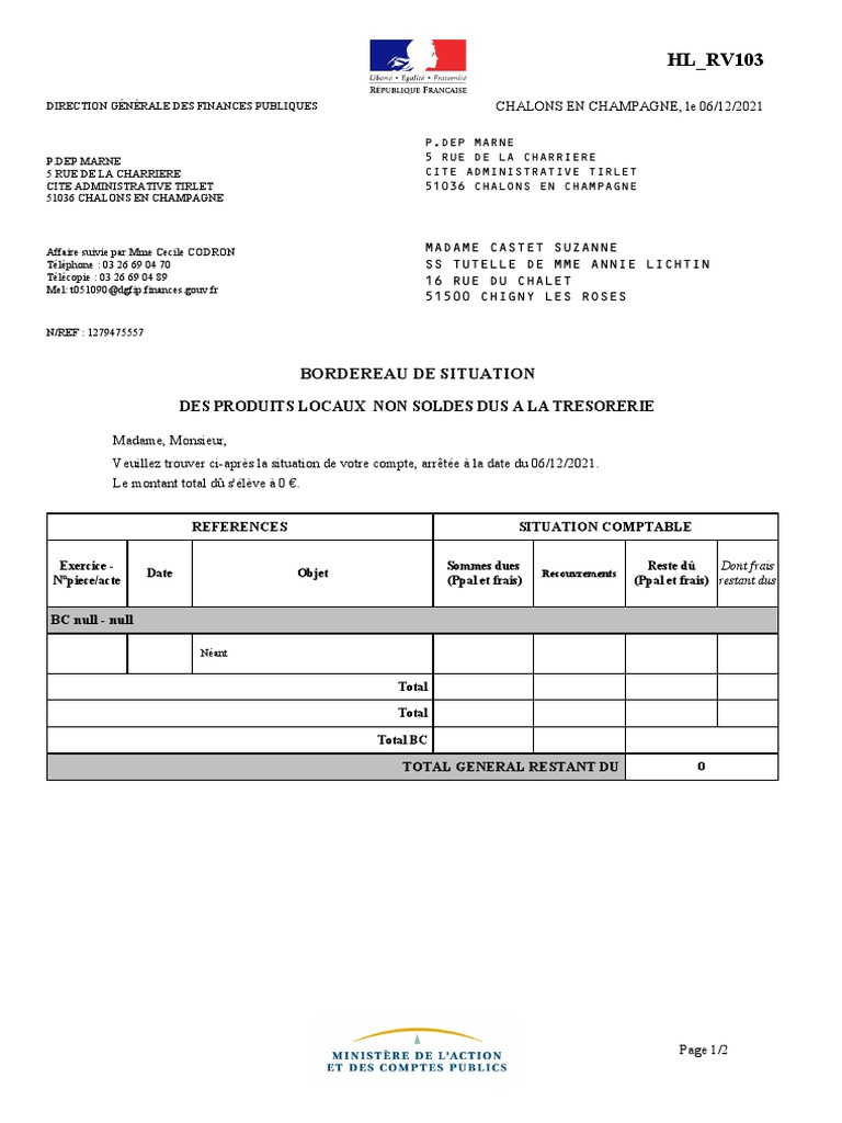 Bordereau de situation fiscale p237 | PDF