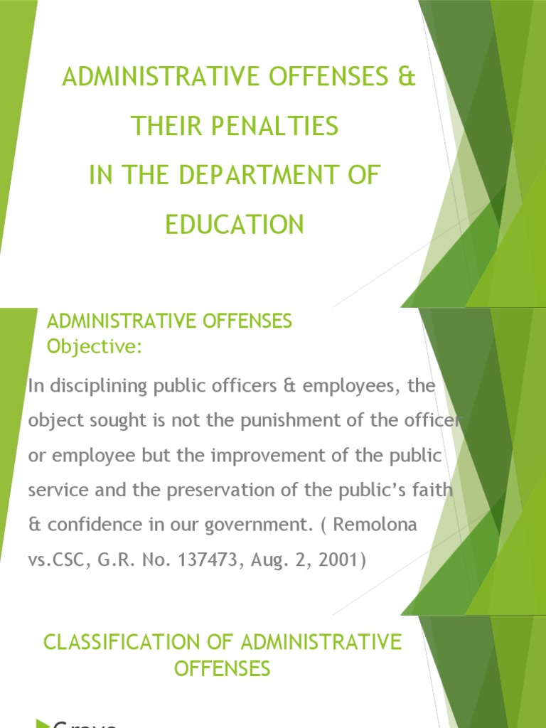Administrative offenses their penalties in the department of