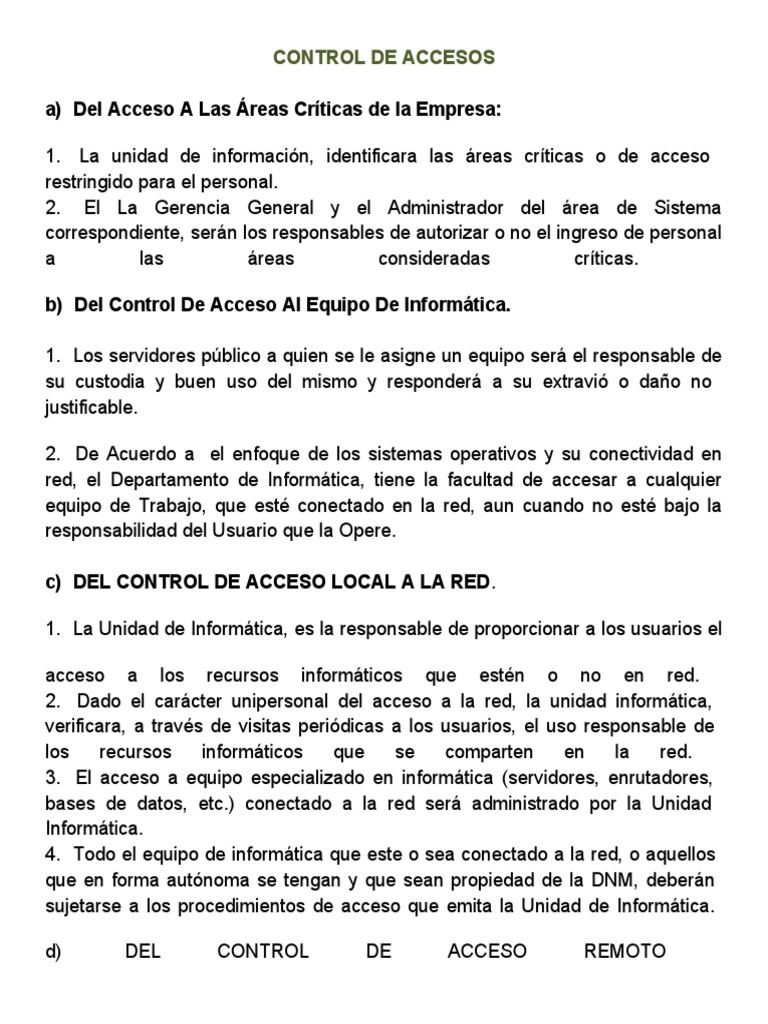 Control de Accesos en TI Empresarial | PDF | Internet | Servidor ...