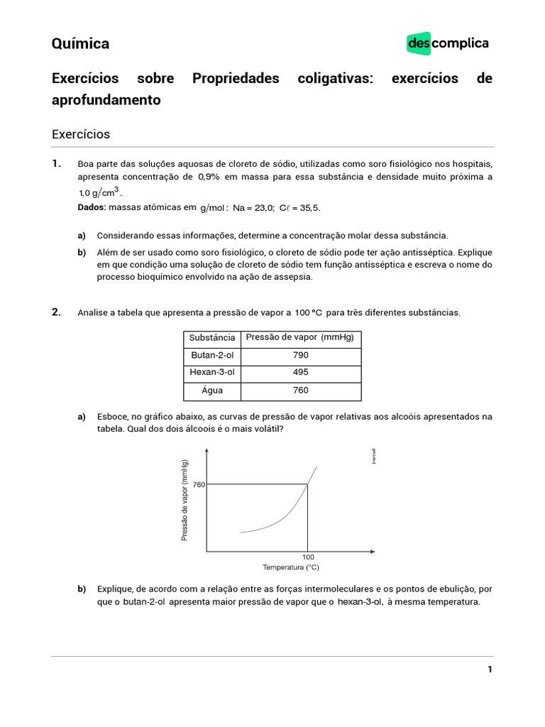 Medicina-Química-Exercícios Sobre Propriedades Coligativas Exercícios ...