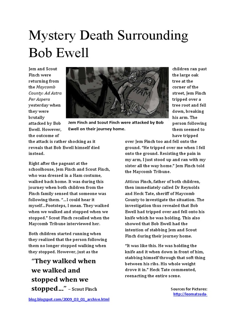 Mystery Death Surrounding Bob Ewell Newspaper PDF To Kill A