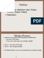 Outline: - First-Order Inference Rules: Modus Ponens, Modus Tollens - Resolution