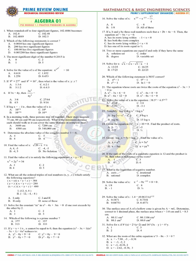 1.1 Algebra 01 | PDF