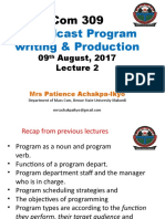 Broadcast Program Writing & Production: 09 August, 2017
