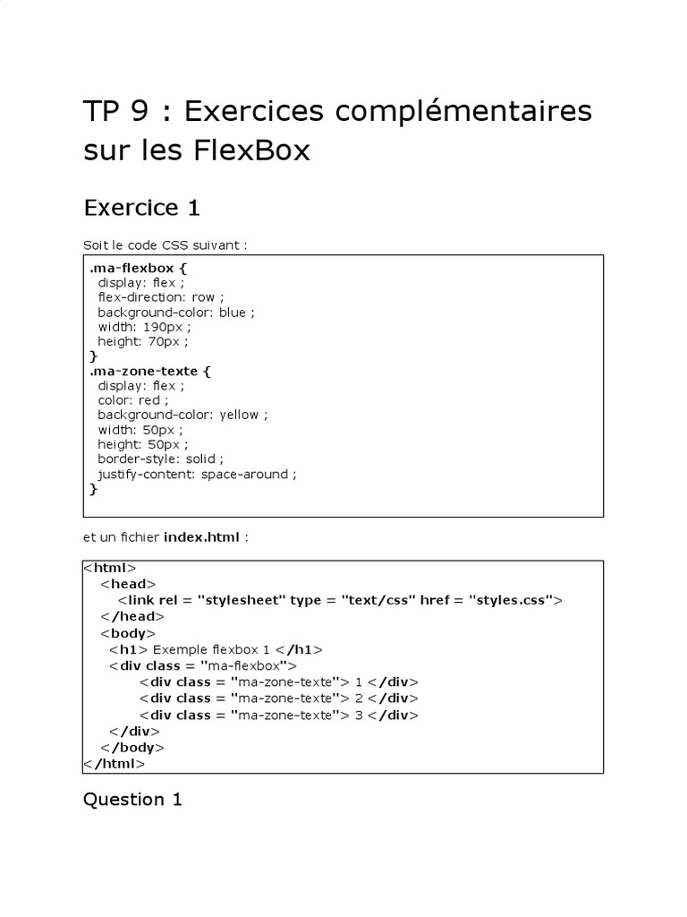 Exercices sur les FlexBox en CSS | PDF | Génie logiciel | Internet