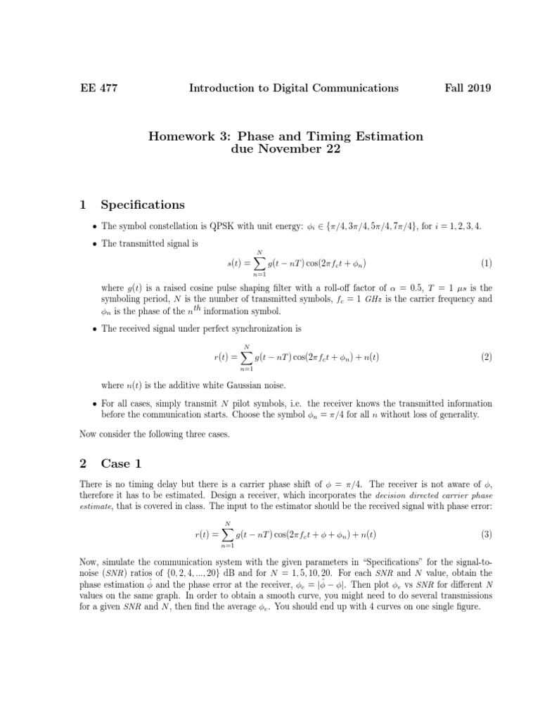 Phase and Timing Estimation in QPSK | PDF | Signal To Noise Ratio ...
