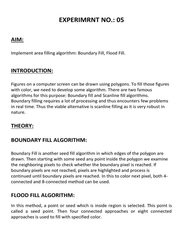 CG-Practical 05 (Area Filling Algorithm-Boundary Fill, Flood Fill) 1 ...