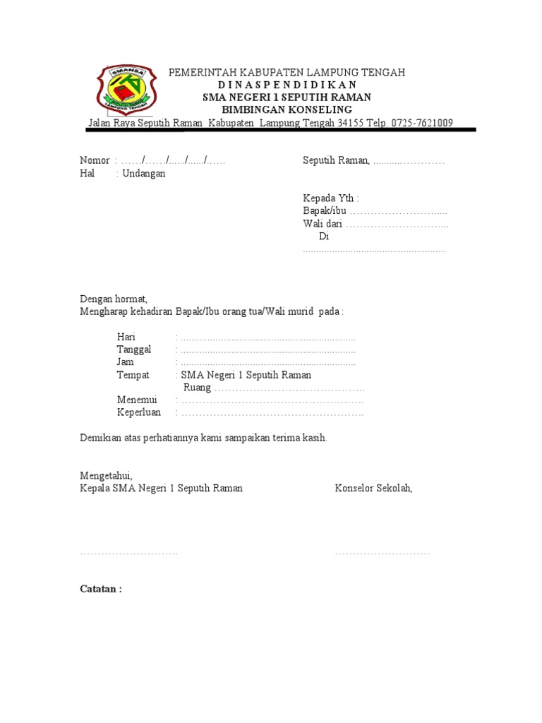 Undangan Kunjungan Rumah SMA 1 Seputih | PDF | Memasak, Makanan, & Anggur