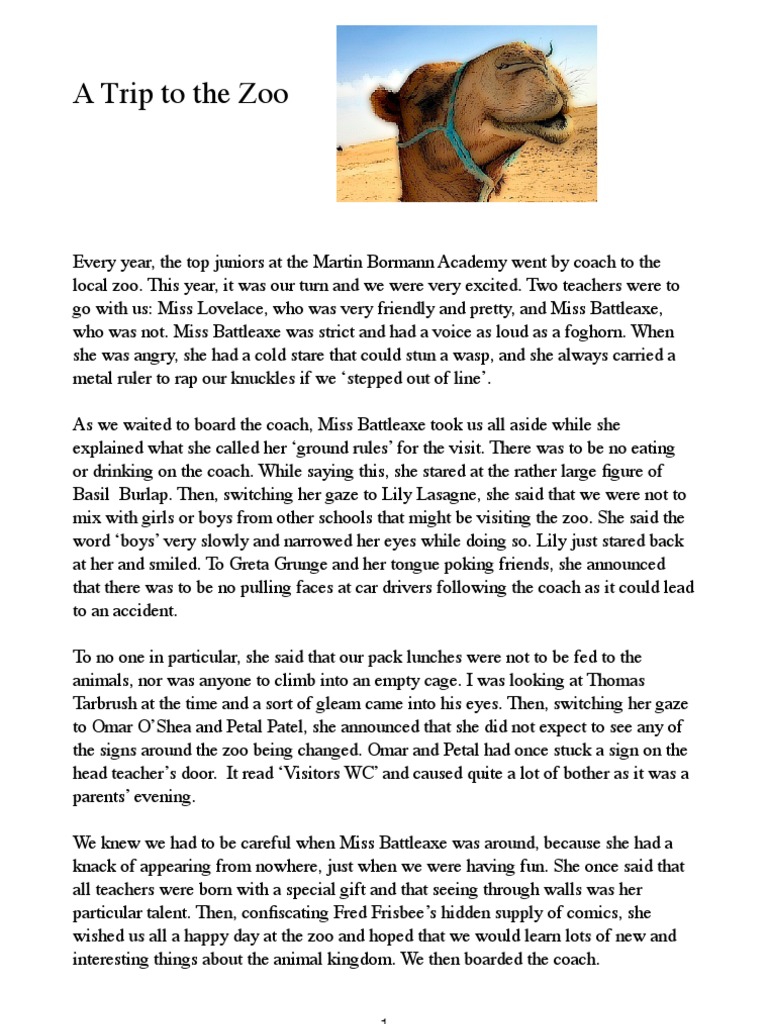 A Trip to the Zoo a short story for kids and adults