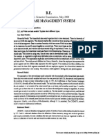 B.E. Data Base Management System: Fourth Semester Examination, May-2008