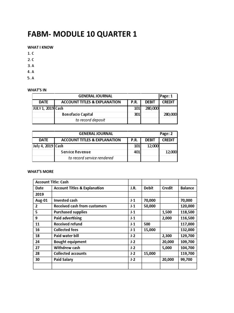 FABM Module 10: Journal Entries | PDF | Debits And Credits | Expense