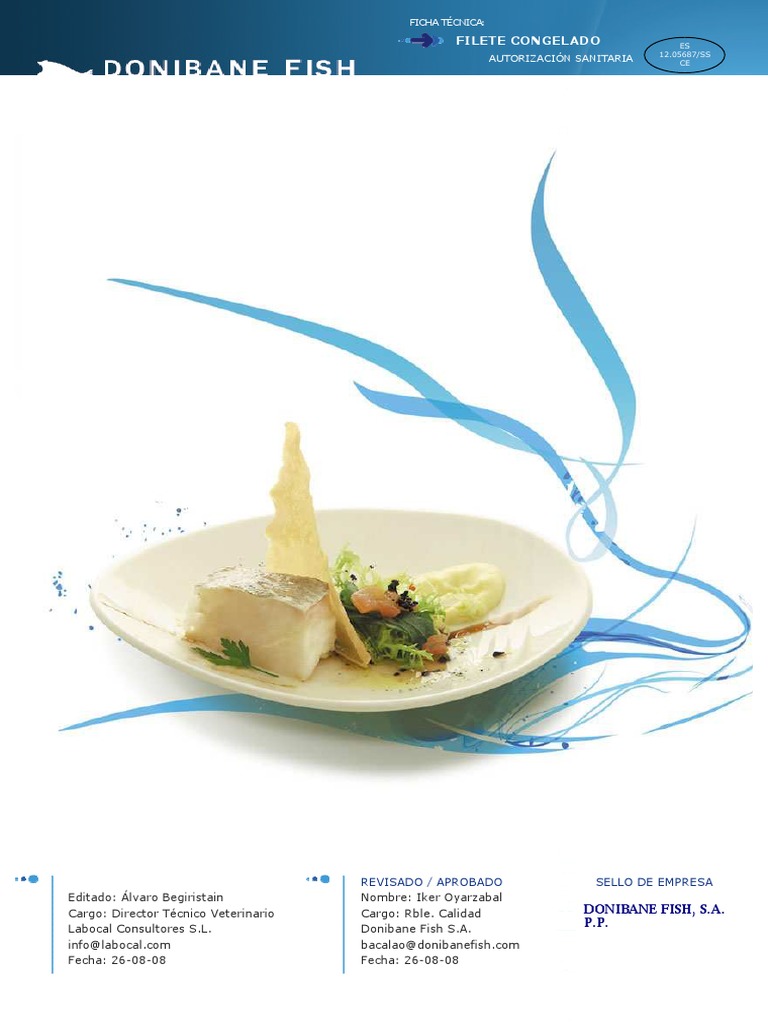 Ficha Técnica de Filete Congelado de Bacalao | PDF | Pescado ...
