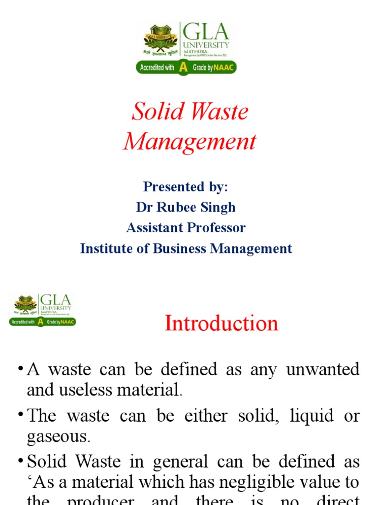 Solid Waste Management Overview | PDF | Waste Management | Waste