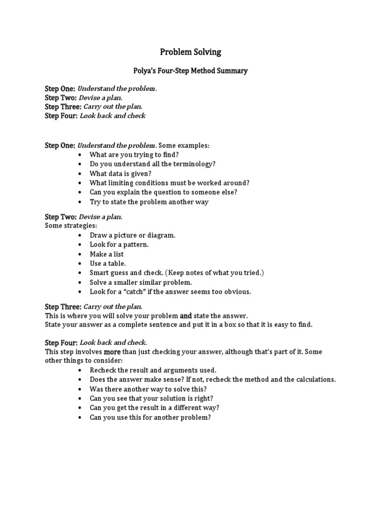 Activity 2 For Math 138 Polya Problem Solving Application | PDF | Cognition