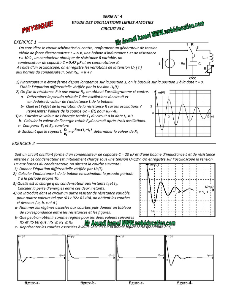 Exercices Corrigés Circuit RLC | PDF | Tension électrique | Condensateur