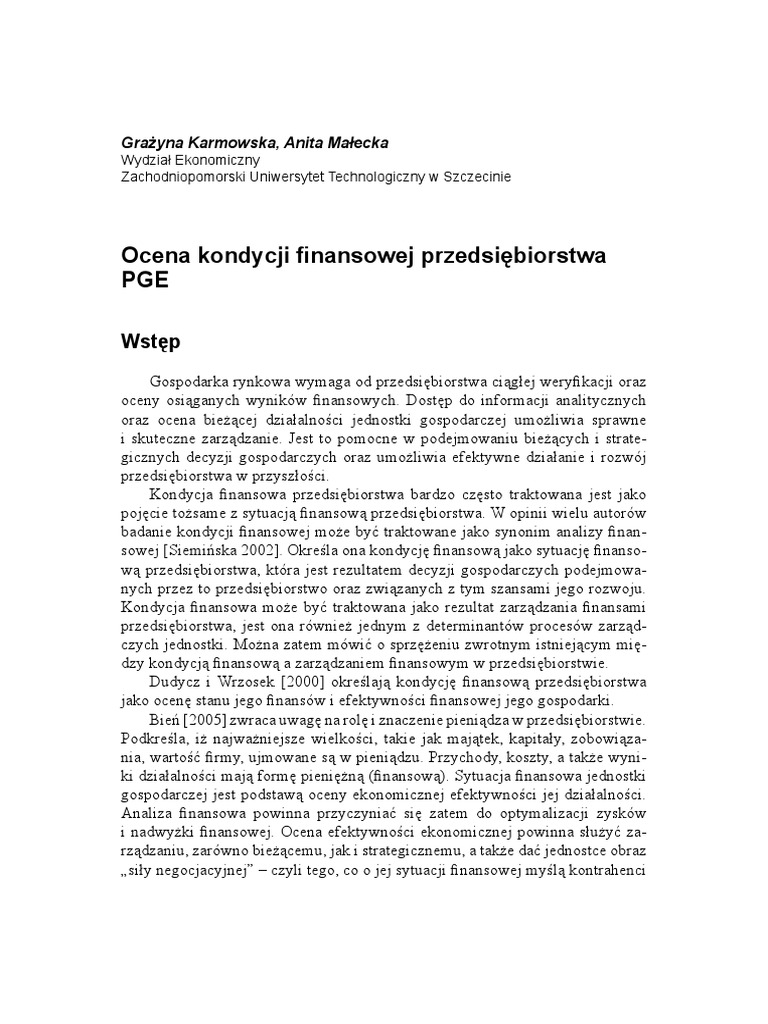 Ocena Sytuacji Finansowej Przedsiębiorstwa Praca Magisterska Pdf
