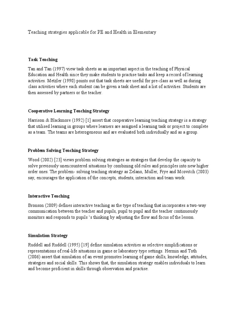 Effective PE Teaching Strategies for Elementary | PDF | Learning | Teachers