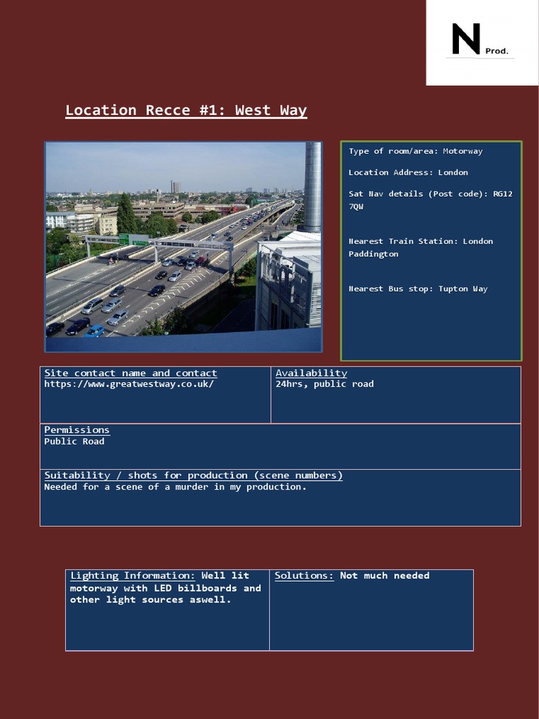 West Way Location Recce for Filming | PDF
