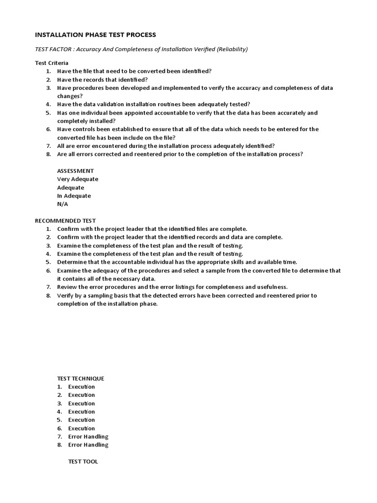 Installation Phase Test Hie | PDF | Project Management | Information