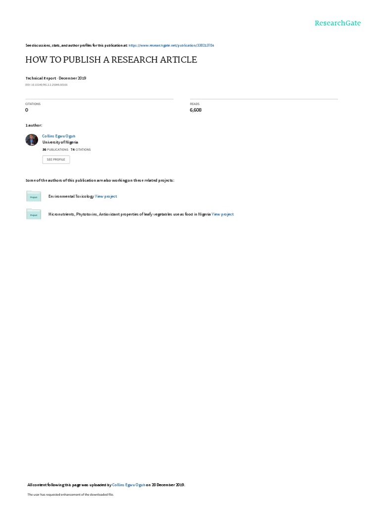 How To Publish A Research Article: December 2019 | PDF | Academic ...