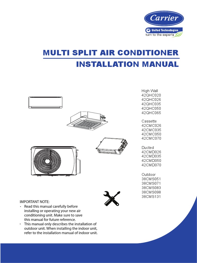 Multi Split Air Conditioner Installation Manual PDF Pipe (Fluid