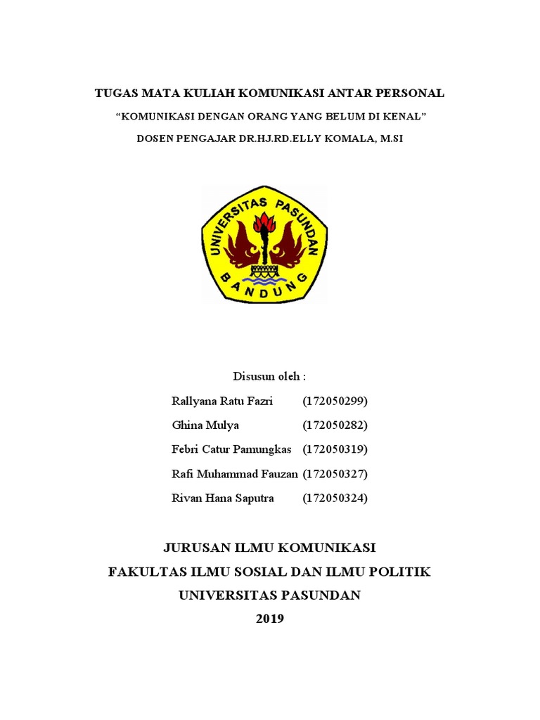 Tugas Mata Kuliah Komunikasi Antar Personal Pdf