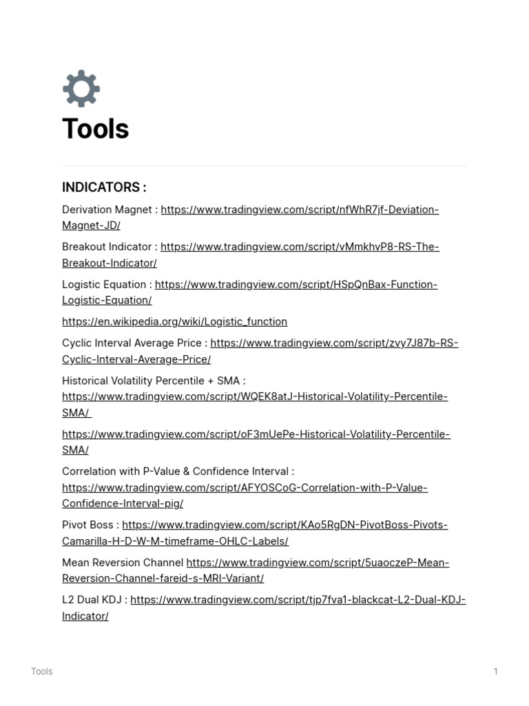 Trading Indicators & Web Tools List | PDF | Analytics