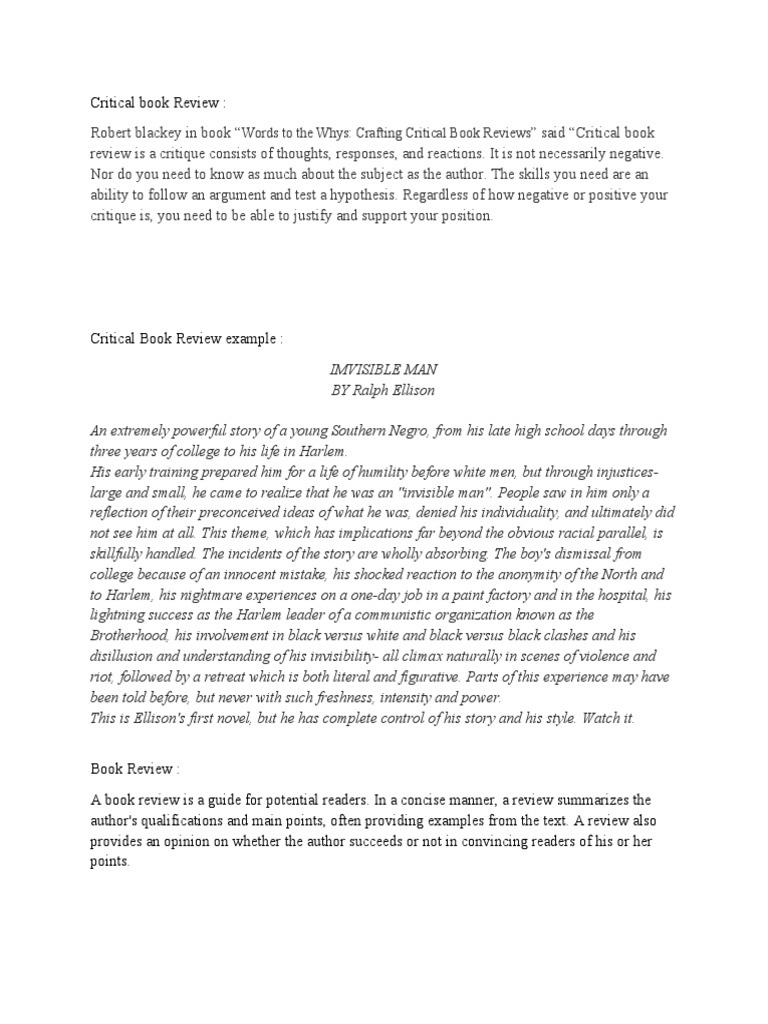 Crafting Effective Critical Book Reviews | PDF | The Legend Of Sleepy ...