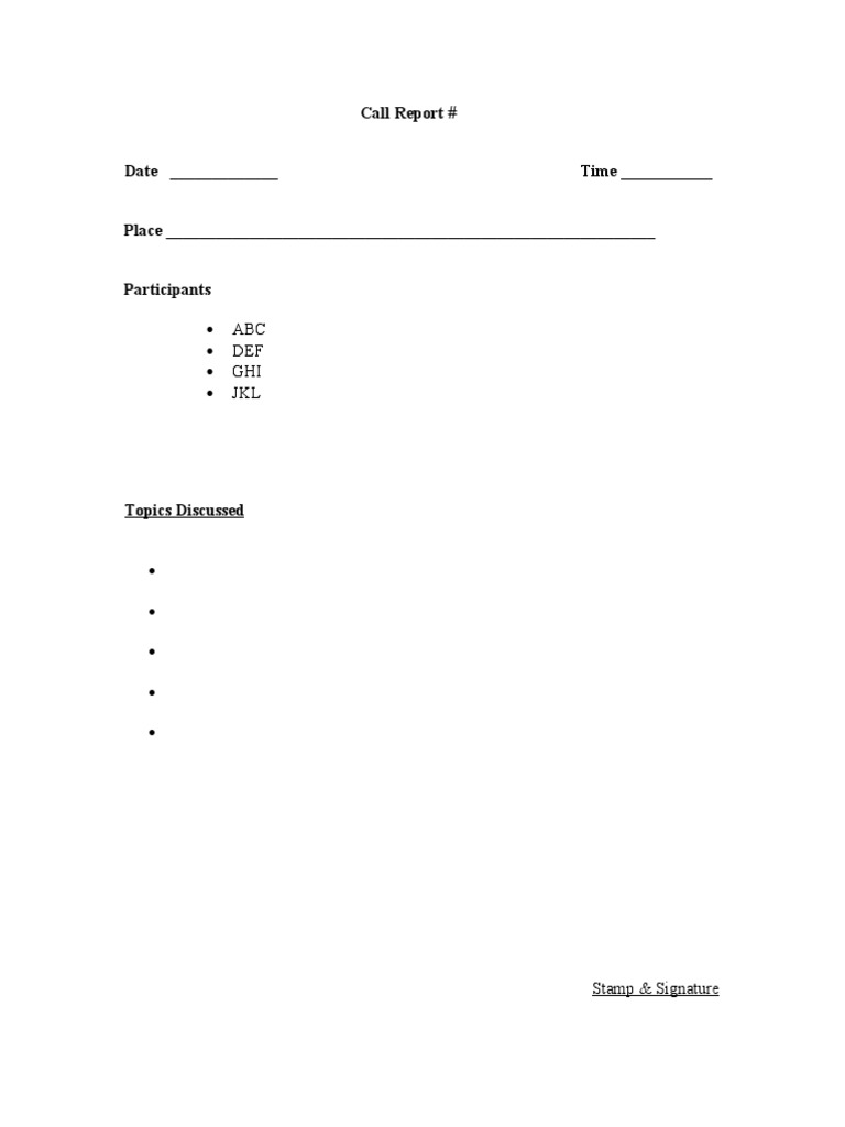 Call Report | PDF