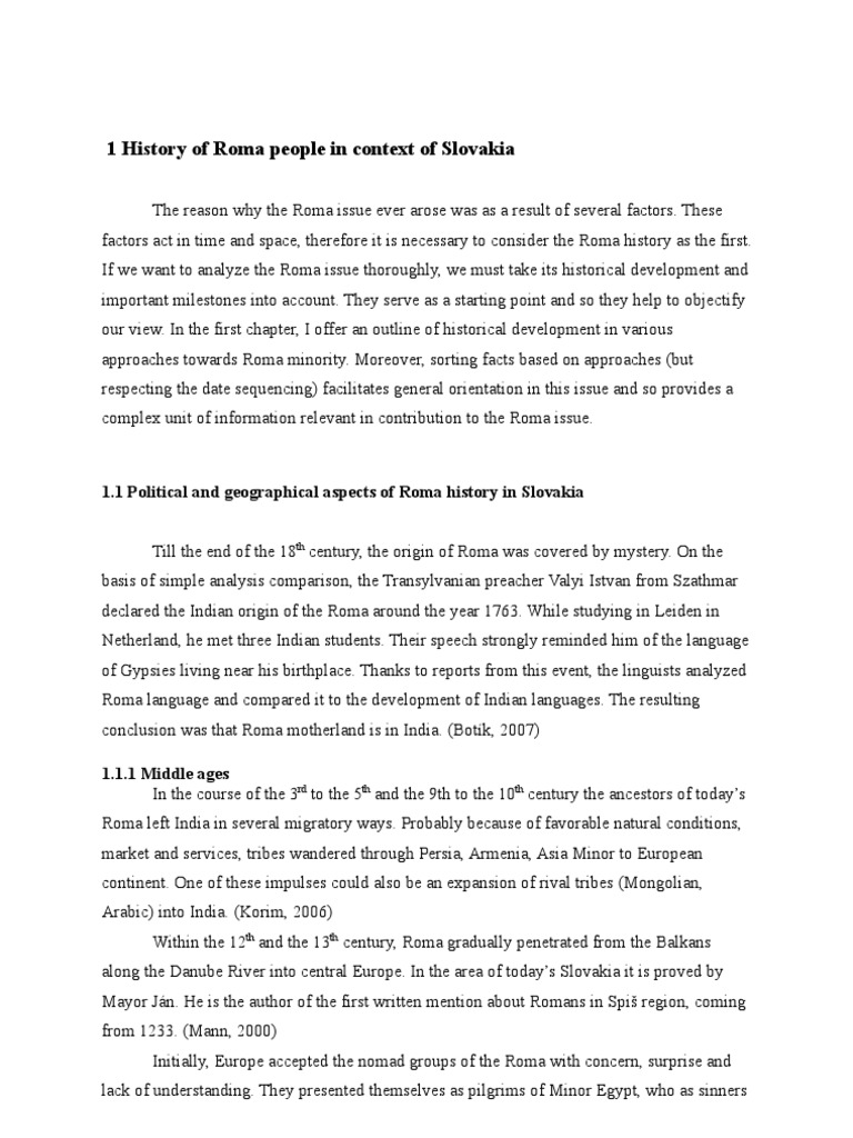 1 History of Roma People in Context of Slovakia | PDF | Romani People ...