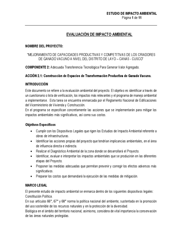 Evaluación de Impacto Ambiental | PDF | Evaluación de impacto ambiental ...