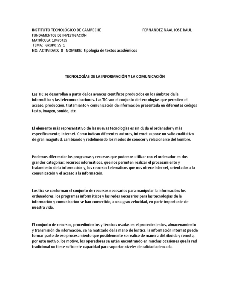 ACT8. Tipología de Textos Academicos | PDF