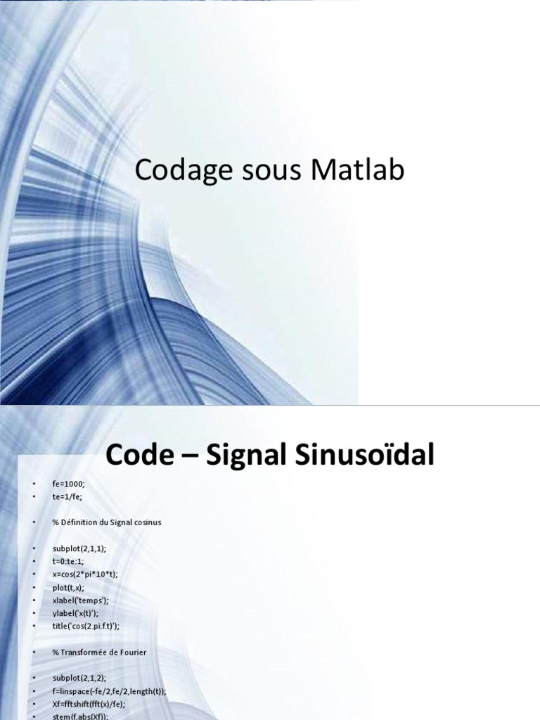 Analyse de Signaux avec Matlab | PDF | Trigonométrie | Mathématiques