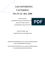 Rules Governing Tattooing 15A NCAC 18A .3200