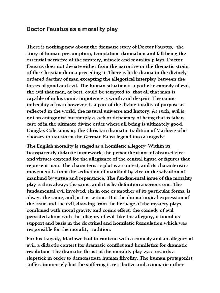 Doctor Faustus As A Morality Play – NUUWI