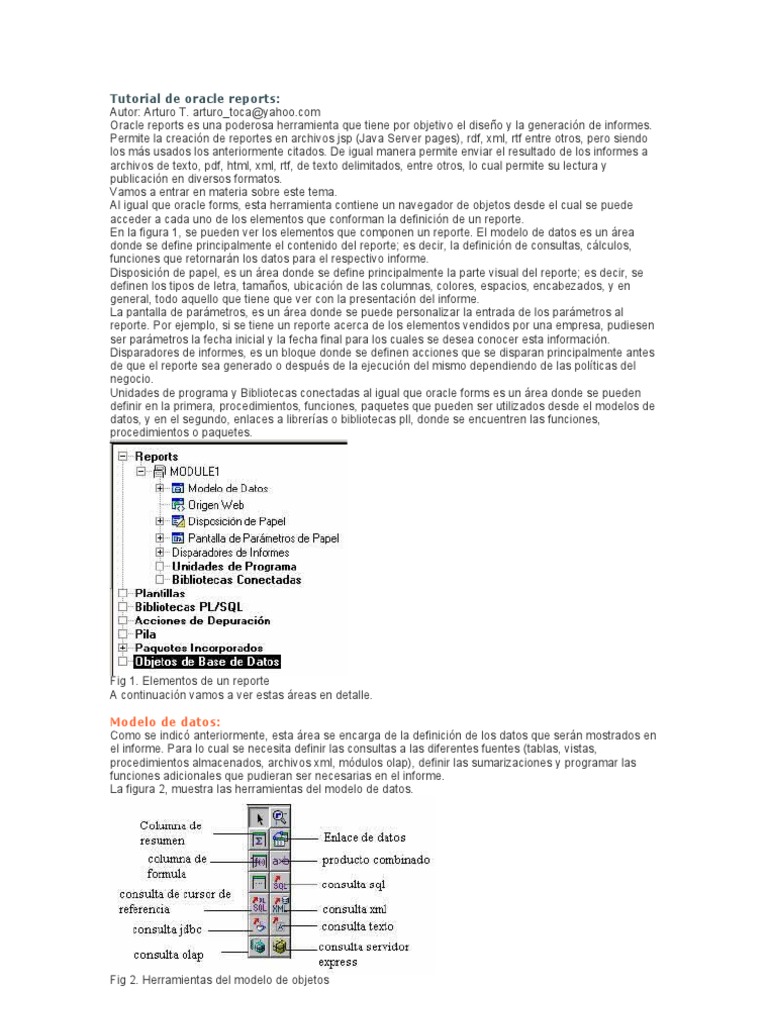 Tutorial Completo de Oracle Reports | PDF | SQL | Tabla (base de datos)