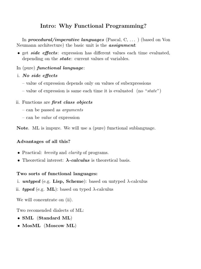 Introduction to ML Functional Language | PDF | Functional Programming ...