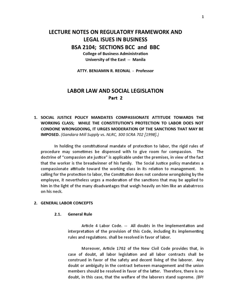 Labor Law Part 2 | PDF | Employment | Labour Law