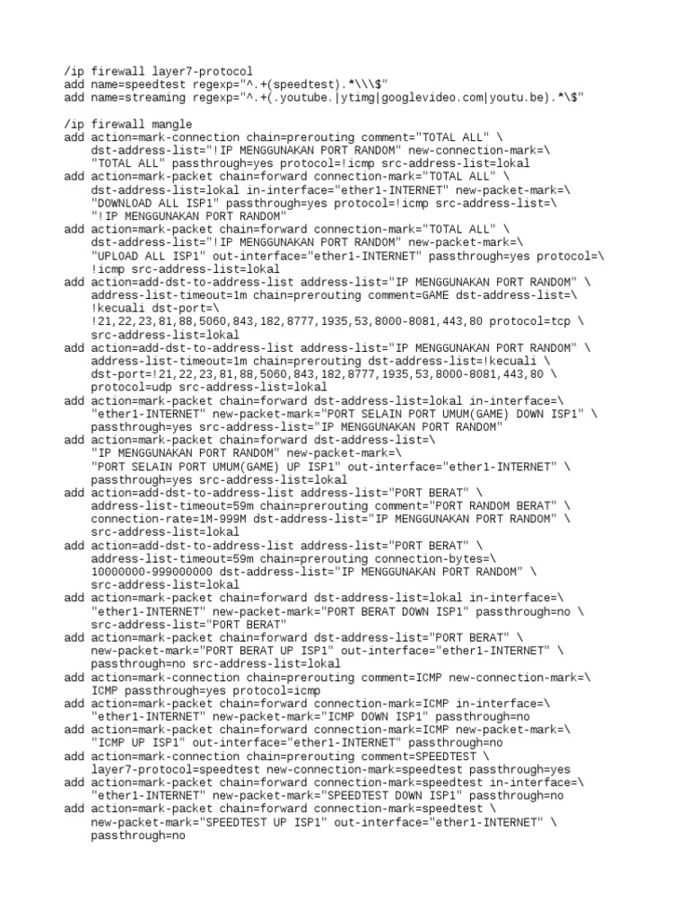 MikroTik Firewall Layer7 Protocol Setup | PDF | Cyberspace | Wide Area ...