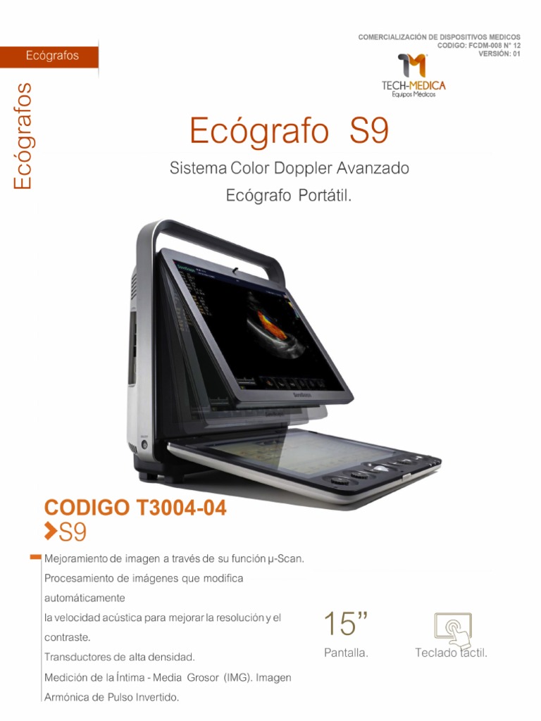 Ecografo portatil LCD 15″ Color 03 4D con  transductores:Volumetrico/Convexo/Lineal