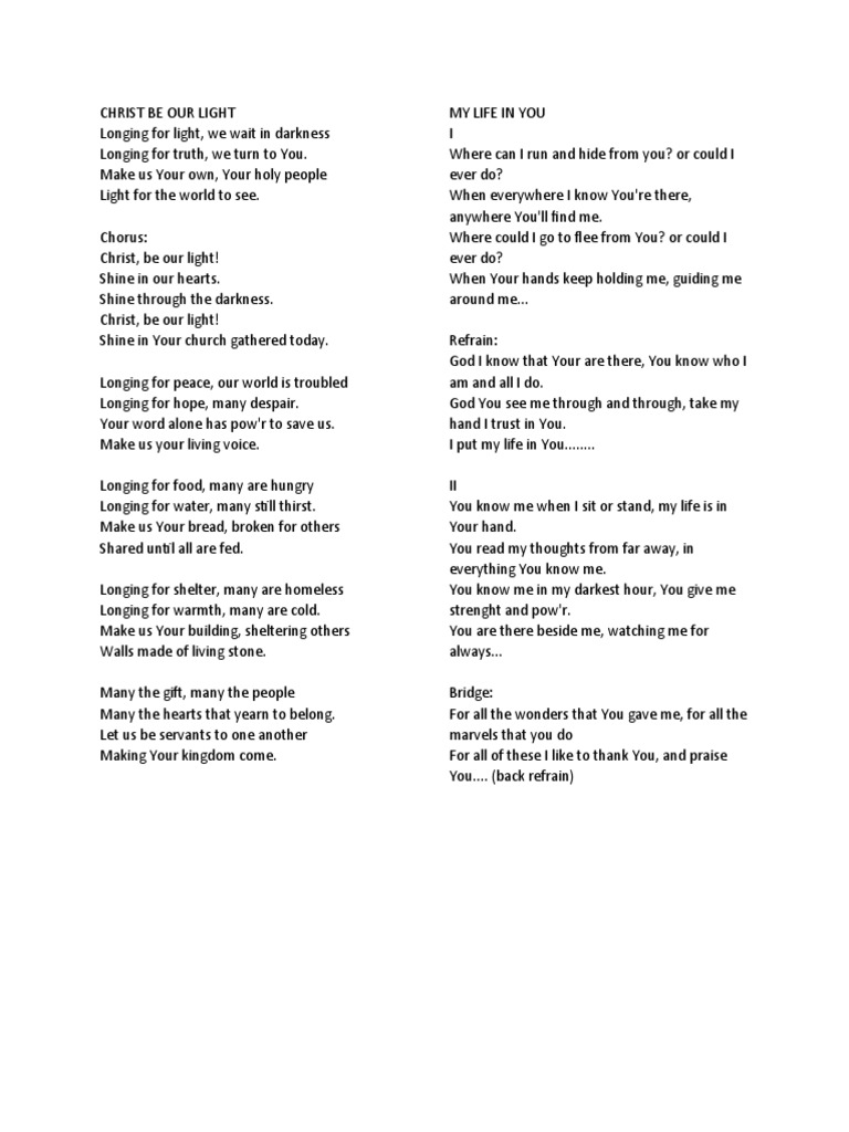 Christ be our light a collection of hymns celebrating faith hope and