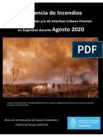 Ocurrencia de Incendios Mes de Agosto 2020