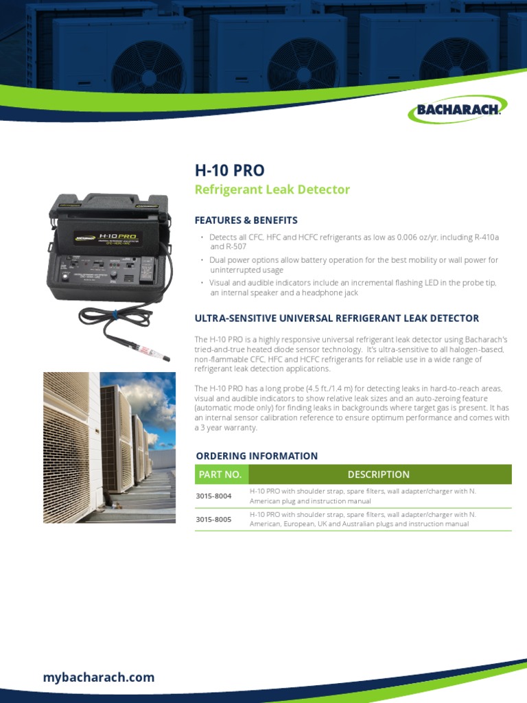 H10 PRO Refrigerant Leak Detector PDF Manufactured Goods