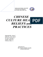 Chinese Culture Health Beliefs and Practices: Iloilo Doctors' College College of Nursing West Avenue, Molo, Iloilo City