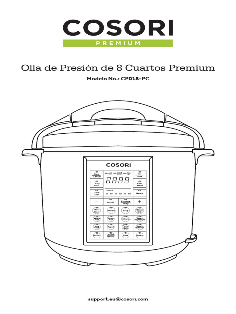 Manual Olla Presion COSORI PDF Cocción a presión Yogur