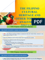 The Filipino Cultural Heritage and Other Topics For Analysis and Discussion