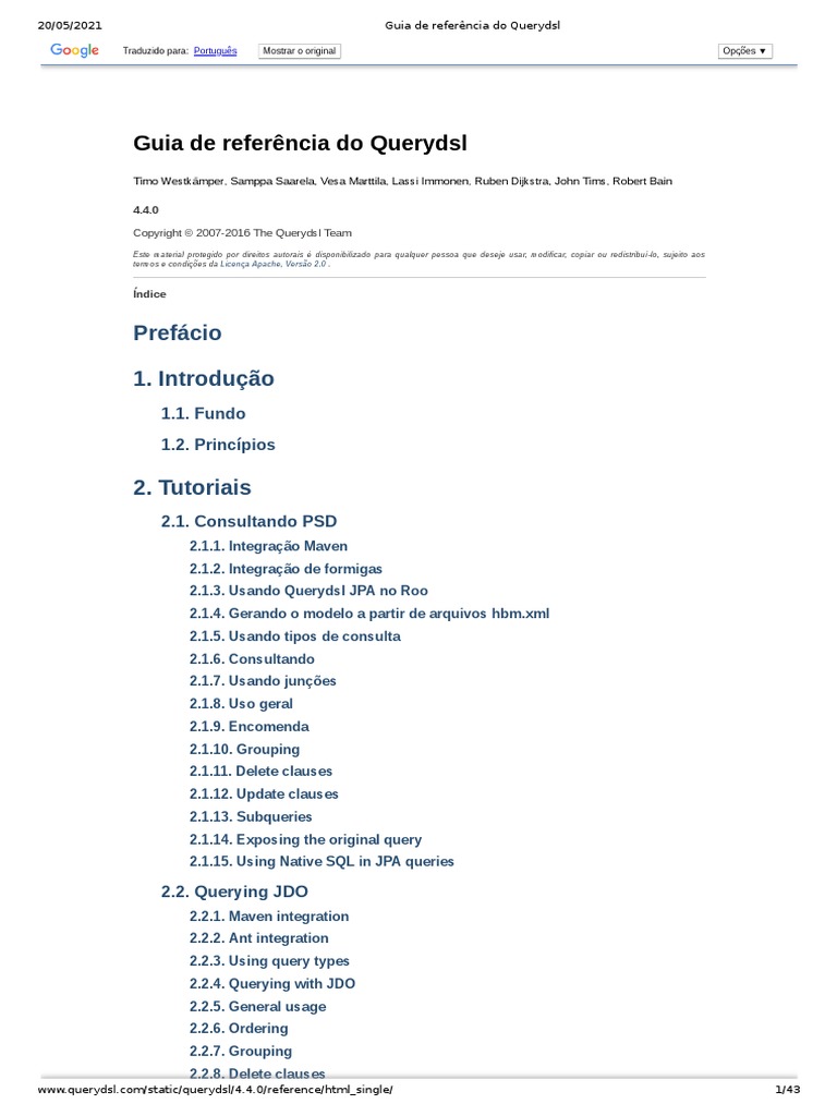 Guia De Referência Do Querydsl | PDF | Programas | Engenharia De.
