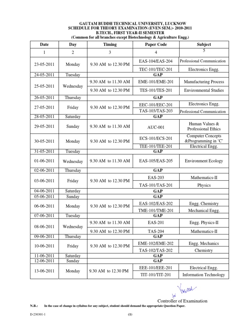 Date Day Timing Paper Code Subject | PDF