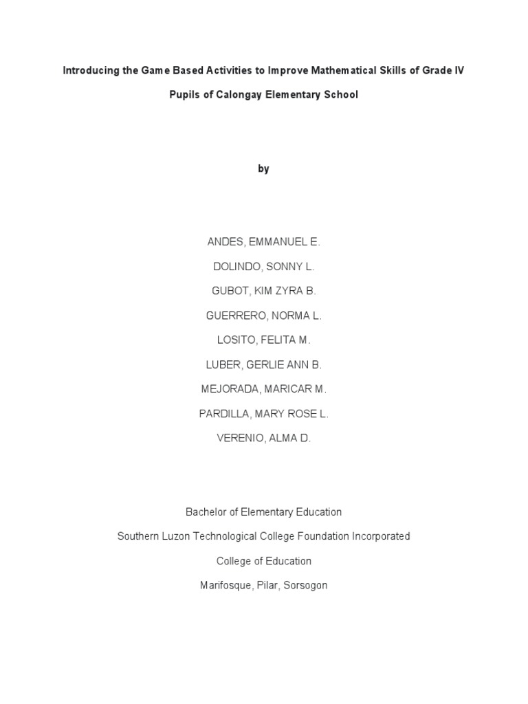Game-Based Activities for Math Skills | PDF | Learning | Educational ...