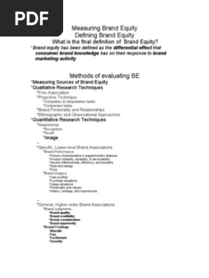 Brand Equity Measurement Brand Valuation Finance
